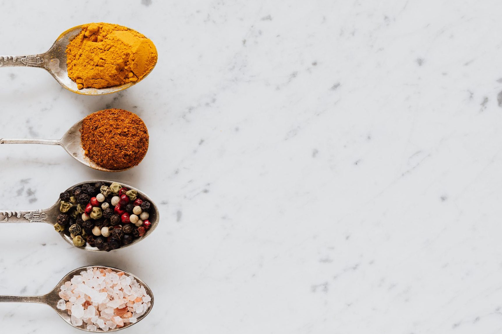 various types of spices for healthy food food preparation